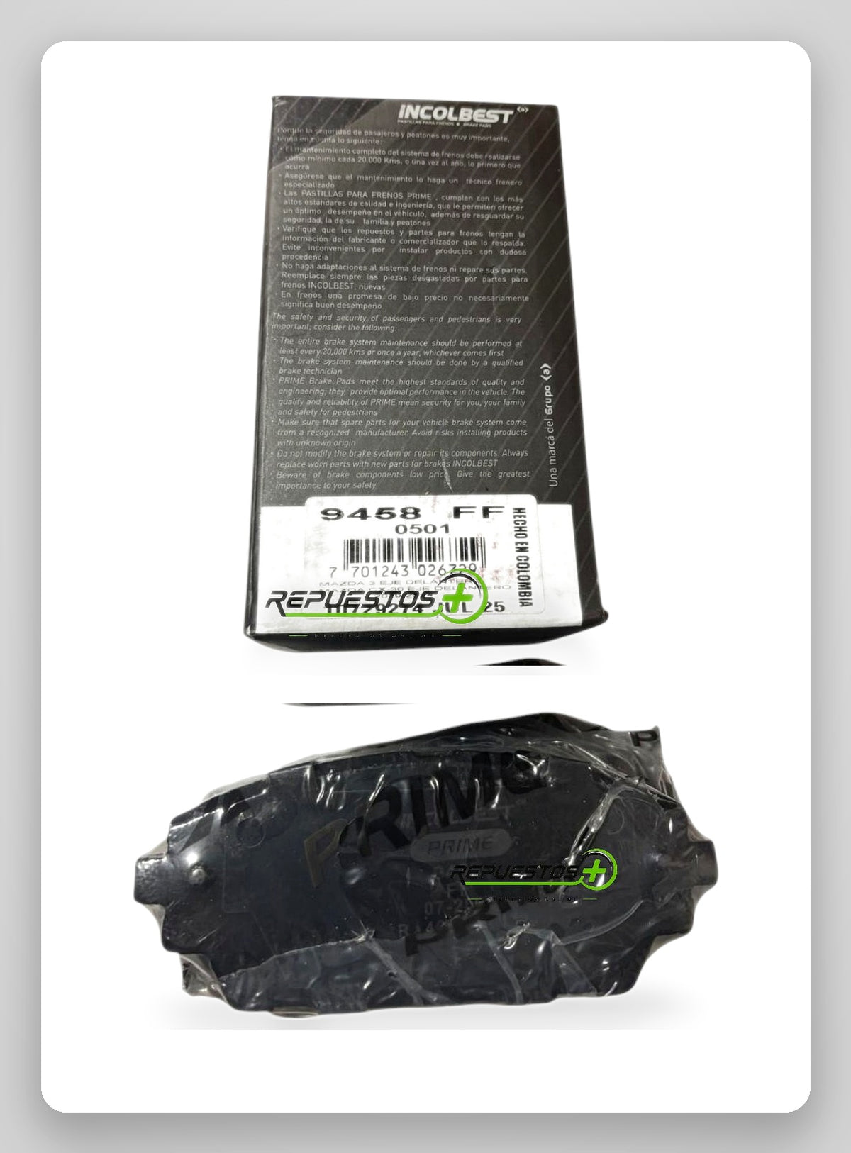 Pastillas de Freno Delanteras – Mazda CX30, Mazda 3 Skyactiv | Ref. 9458 Prime