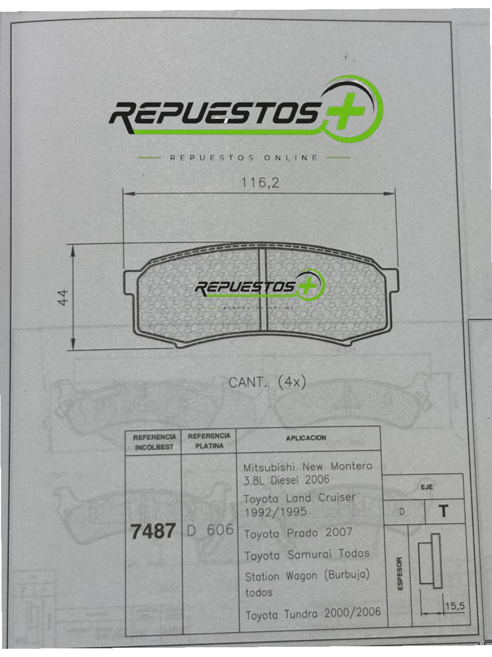 Pastillas de Freno Traseras – Toyota Prado | Ref. 7487 Gamax
