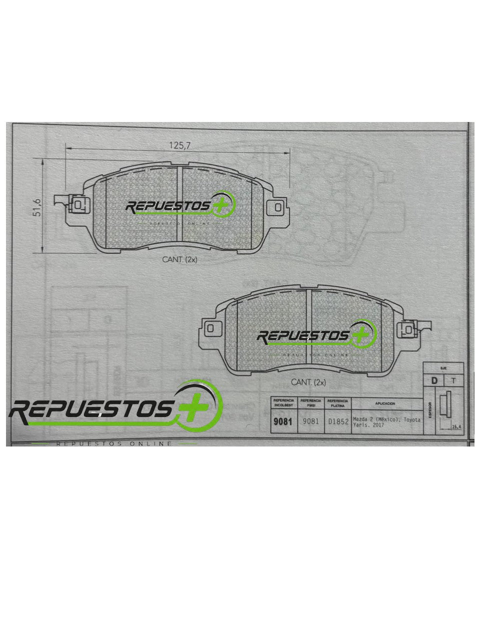 Pastillas de Freno Delanteras – Mazda 2 SkyActiv | Ref. 9081 Prime