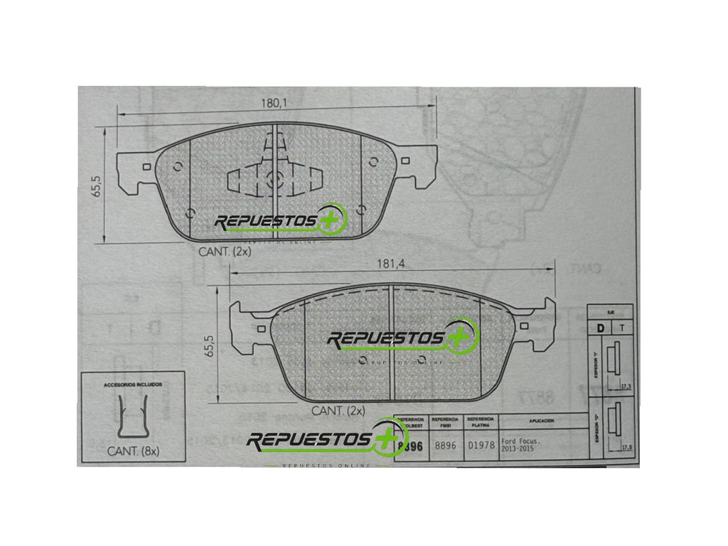 Pastillas de Freno Delanteras – Ford Focus, Escape | Ref. 8896 Prime