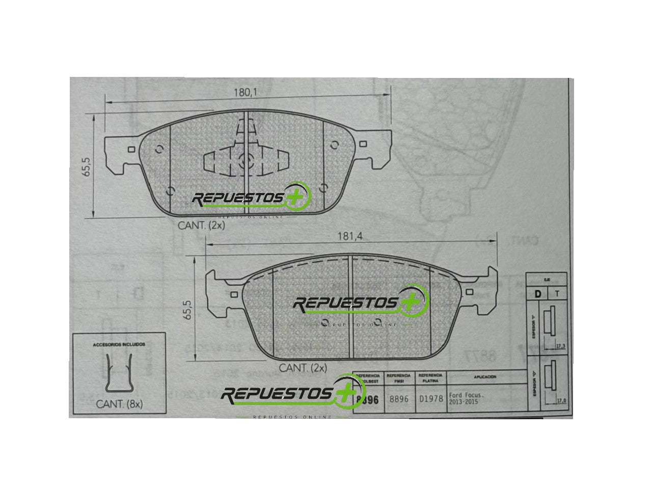 Pastillas de Freno Delanteras – Ford Focus, Escape | Ref. 8896 Prime