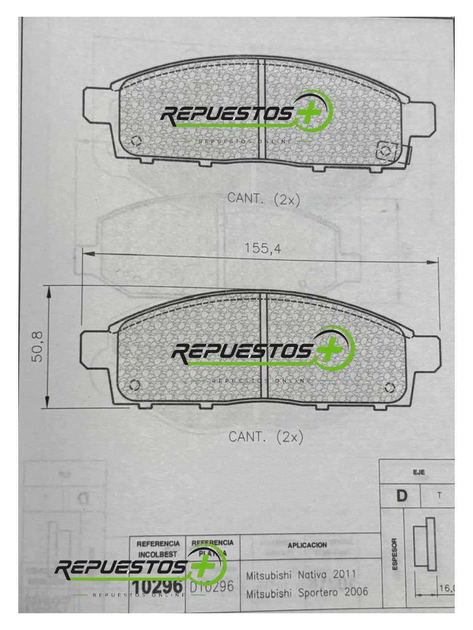 Pastillas de Freno Delanteras – Mitsubishi Sportero, Nativa  | Ref. 10296 Gamax