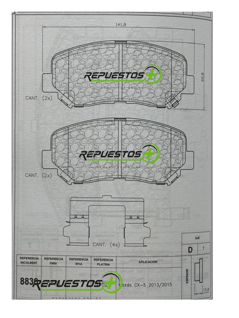 Pastillas de Freno Delanteras – Mazda CX-5 (2013-2015) | Ref. 8836 Prime