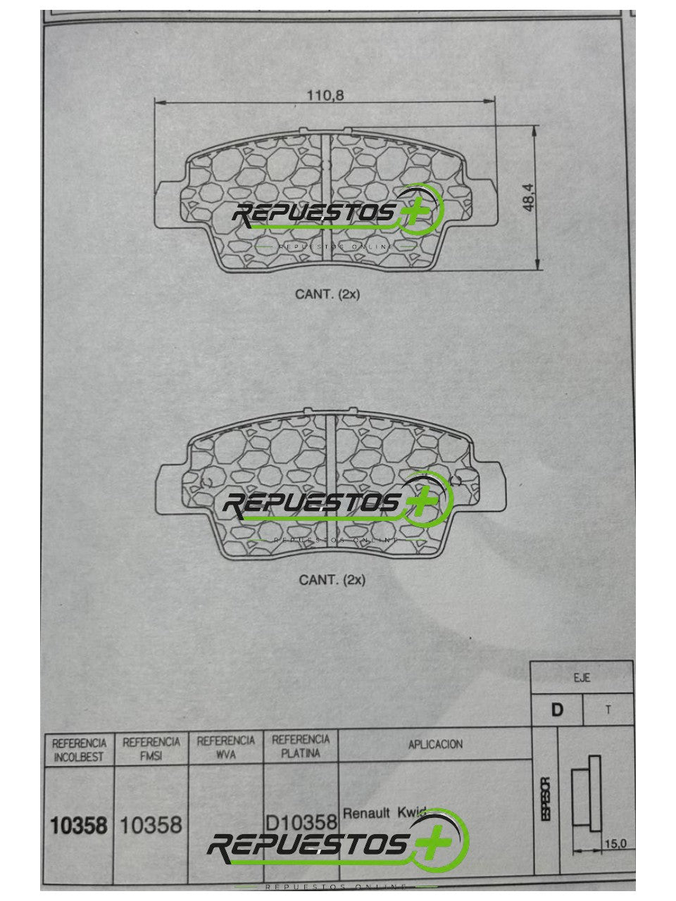 Pastillas de Freno Delanteras – Renault Kwid | Ref. 10358 Gamax