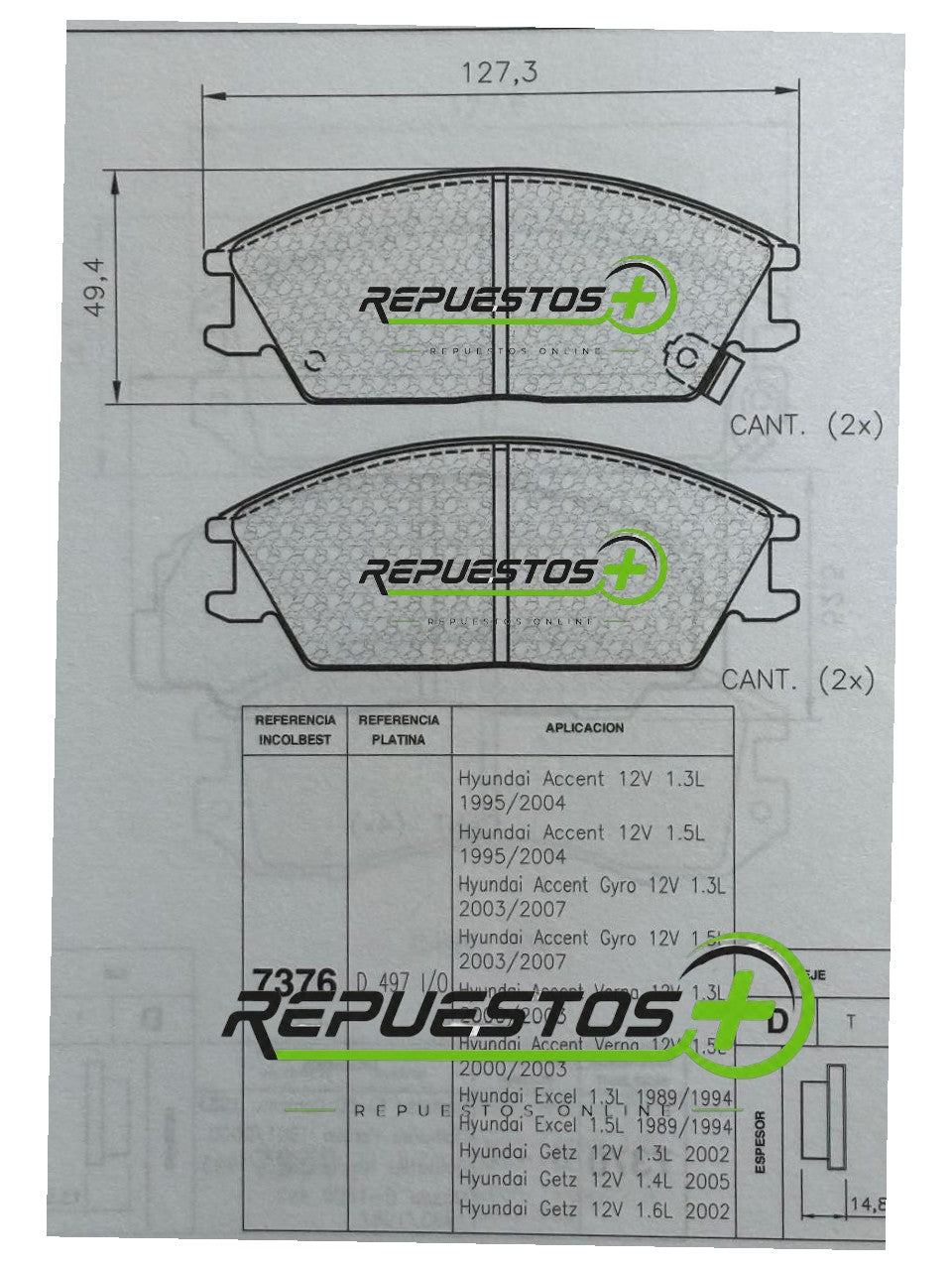 Pastillas de Freno Delanteras – Hyundai Getz | Ref. 7376 Gamax