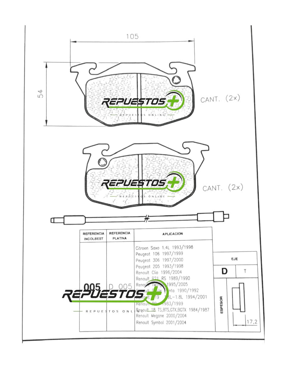 Pastillas de Freno Delanteras – Renault Clio, Twingo, Megane, Symbol  | Ref. 005 Gamax